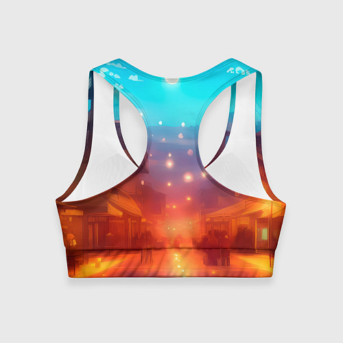 Женский спортивный топ Пригород Токио-арт / 3D-принт – фото 2