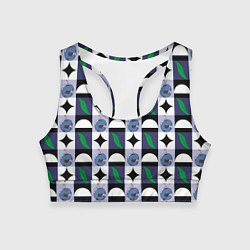 Топик спортивный женский Слива и листок, фрукт пиксель, цвет: 3D-принт