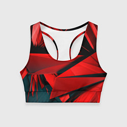 Топик спортивный женский Острые осколки красные, цвет: 3D-принт