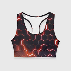 Топик спортивный женский Неоновые соты в стиле киберпанка, цвет: 3D-принт