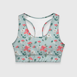 Женский спортивный топ Паттерн с красными и белыми цветами