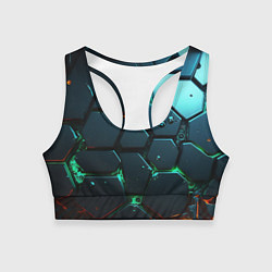 Женский спортивный топ Плиты с зеленым неоновым светом