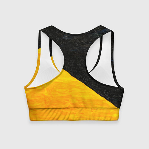 Женский спортивный топ Черно-желтые масляные краски / 3D-принт – фото 2