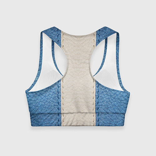 Женский спортивный топ Кожа синяя белая / 3D-принт – фото 2