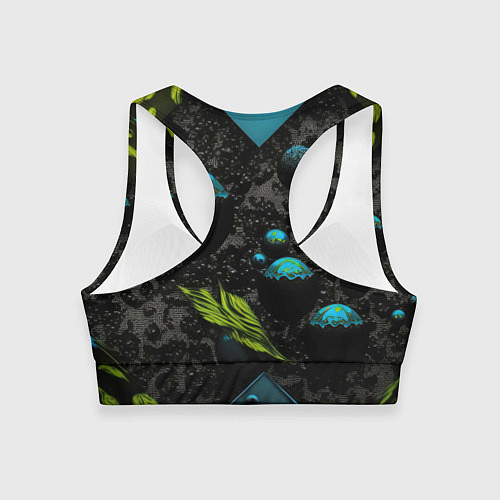 Женский спортивный топ Зеленые абстрактные листья / 3D-принт – фото 2