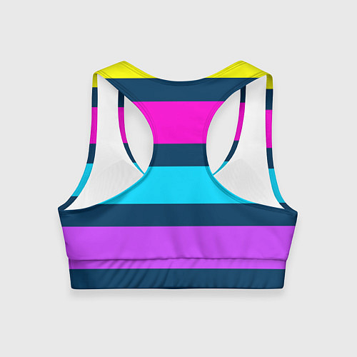 Женский спортивный топ Разноцветные неоновые полосы / 3D-принт – фото 2