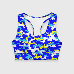 Топик спортивный женский Камуфляж летнее небо, цвет: 3D-принт
