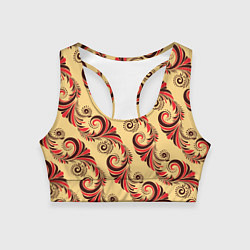 Топик спортивный женский Винтажный растительный орнамент, цвет: 3D-принт