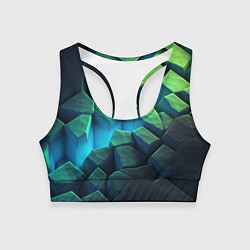 Топик спортивный женский Неоновые разломленные плиты, цвет: 3D-принт