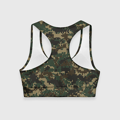 Женский спортивный топ Зелено - коричневый камуфляж / 3D-принт – фото 2