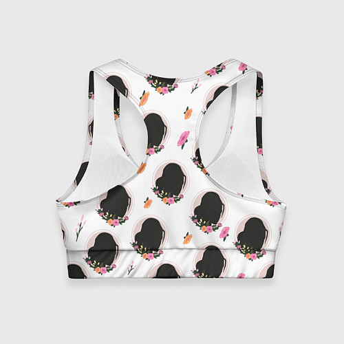 Женский спортивный топ Женский силуэт с цветами / 3D-принт – фото 2