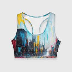 Топик спортивный женский Палитра города, цвет: 3D-принт