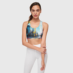 Топик спортивный женский Палитра города, цвет: 3D-принт — фото 2