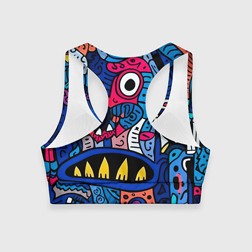 Женский спортивный топ Монстры в синем и розовом - нейросеть / 3D-принт – фото 2