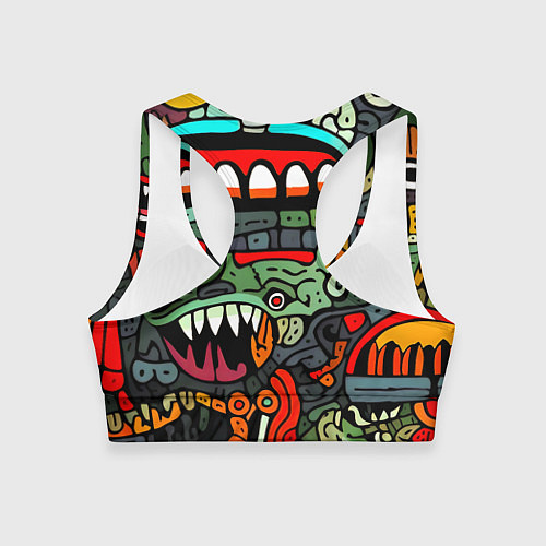 Женский спортивный топ Монстры в зеленом и оранжевом - нейросеть / 3D-принт – фото 2