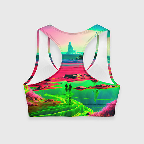 Женский спортивный топ Кислотный мир / 3D-принт – фото 2