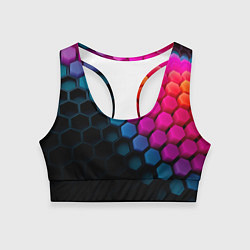 Топик спортивный женский Цветной шестиугольник, цвет: 3D-принт