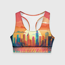 Топик спортивный женский Городской пейзаж на рассвете, цвет: 3D-принт
