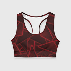 Топик спортивный женский Красные треугольники, неон, цвет: 3D-принт