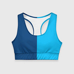Топик спортивный женский Двуцветный синий, цвет: 3D-принт