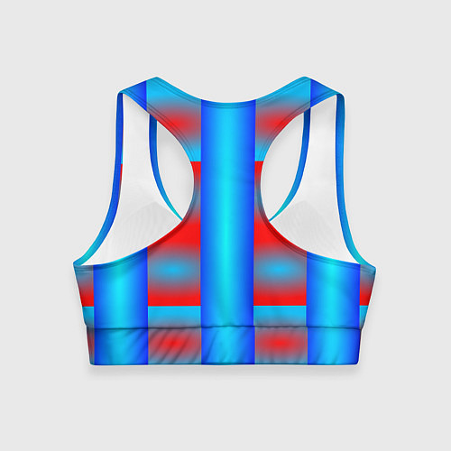 Женский спортивный топ Красно-синие полосы и квадраты / 3D-принт – фото 2