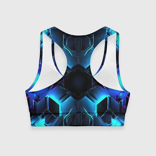 Женский спортивный топ Неоновые синие плиты / 3D-принт – фото 2