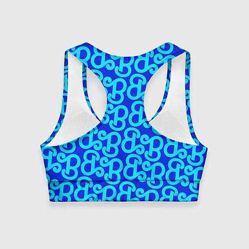 Женский спортивный топ Логотип Барби - синий паттерн / 3D-принт – фото 2