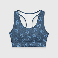 Топик спортивный женский Hearts on denim, цвет: 3D-принт