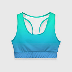 Топик спортивный женский Градиент сине-зелёный светлый, цвет: 3D-принт