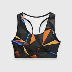 Топик спортивный женский Оранжевые и черные элементы, цвет: 3D-принт