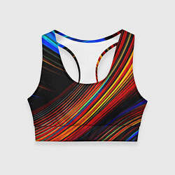 Топик спортивный женский Смесь ярких линий абстракция, цвет: 3D-принт