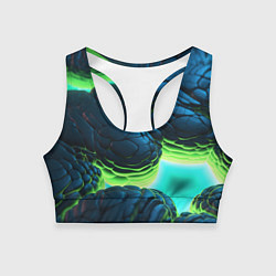Топик спортивный женский Зеленые объемные плиты, цвет: 3D-принт