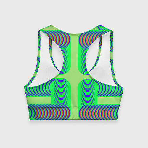 Женский спортивный топ Дуги на зеленом фоне / 3D-принт – фото 2