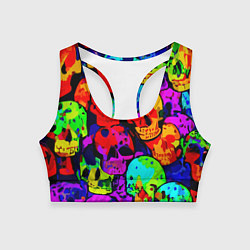 Топик спортивный женский Паттерн из черепов - поп-арт - мода, цвет: 3D-принт