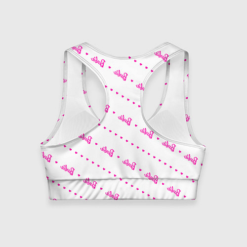 Женский спортивный топ Барби паттерн - логотип и сердечки / 3D-принт – фото 2