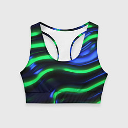 Топик спортивный женский Green blue lines, цвет: 3D-принт