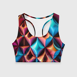 Топик спортивный женский Разноцветные объёмные ромбы узор, цвет: 3D-принт