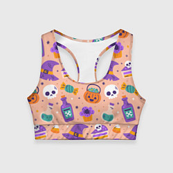 Женский спортивный топ Halloween skulls pattern