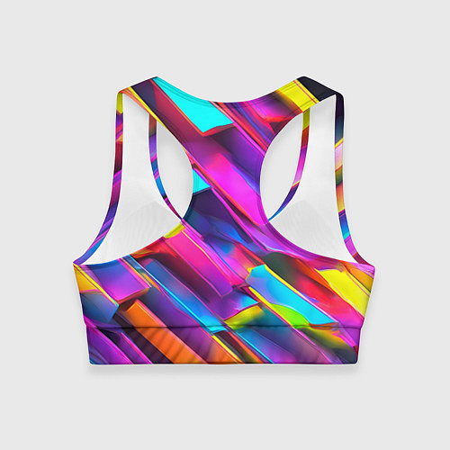 Женский спортивный топ Неоновые разноцветные пластины / 3D-принт – фото 2