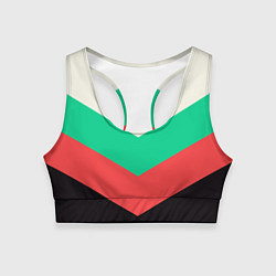 Топик спортивный женский Ломаные линии красно-зелёный, цвет: 3D-принт