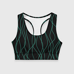 Топик спортивный женский Чёрный с линиями, цвет: 3D-принт