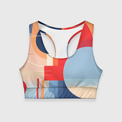 Топик спортивный женский Геометрическая абстракция с кругами и полосками, цвет: 3D-принт