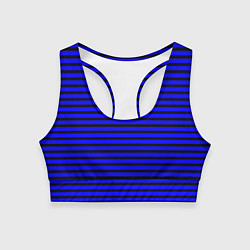 Топик спортивный женский Ультрамариновый в чёрную полоску, цвет: 3D-принт