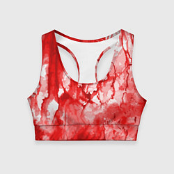 Топик спортивный женский Кровь на белом, цвет: 3D-принт