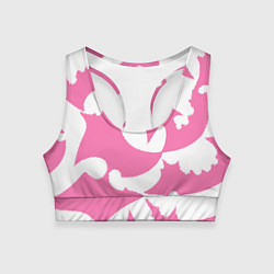 Топик спортивный женский Бело-розовая абстрактная композиция, цвет: 3D-принт