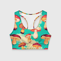 Топик спортивный женский Грибы в небе паттерн, цвет: 3D-принт