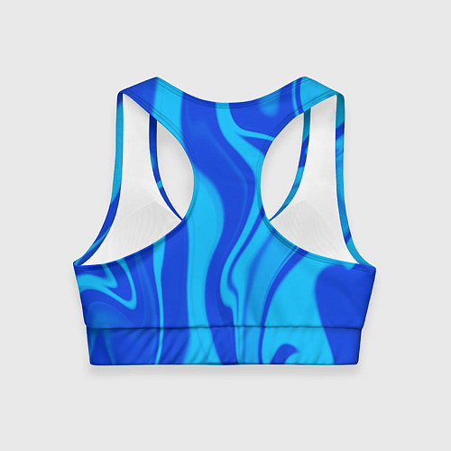 Женский спортивный топ Абстракция разлитые краски сине-голубой / 3D-принт – фото 2
