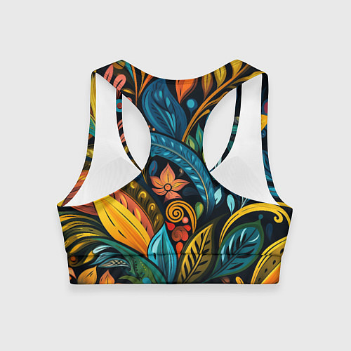Женский спортивный топ Растительный узор в бразильском стиле / 3D-принт – фото 2