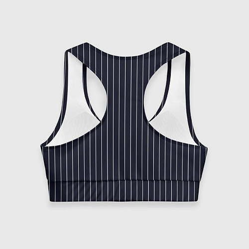 Женский спортивный топ Строгий тёмно-синий в полоску / 3D-принт – фото 2