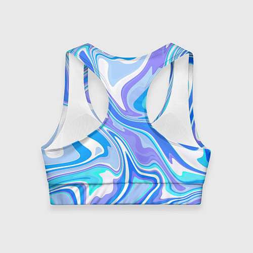 Женский спортивный топ Абстракция сине-голубая пластика / 3D-принт – фото 2